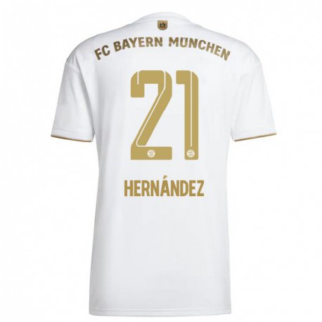 Kandiny Muži Lucas Hernandez #21 Biele Zlato Dresy Idegenbeli Csapatmez 2022/23 Triĭká