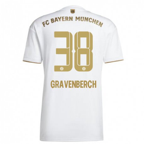 Kandiny Muži Ryan Gravenberch #38 Biele Zlato Dresy Idegenbeli Csapatmez 2022/23 Triĭká