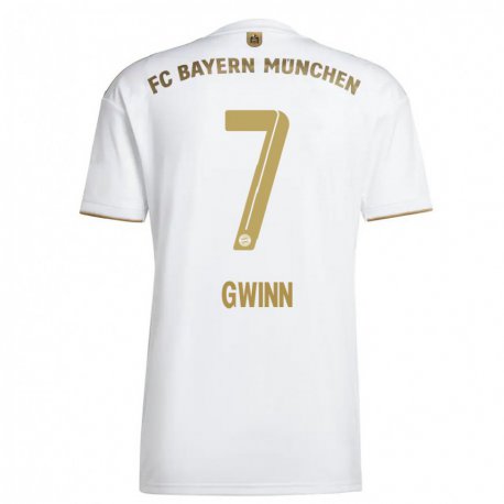 Kandiny Muži Giulia Gwinn #7 Biele Zlato Dresy Idegenbeli Csapatmez 2022/23 Triĭká