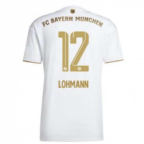 Kandiny Muži Sydney Lohmann #12 Biele Zlato Dresy Idegenbeli Csapatmez 2022/23 Triĭká