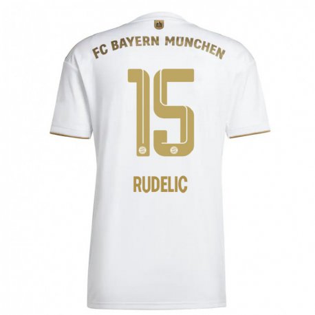 Kandiny Muži Ivana Rudelic #15 Biele Zlato Dresy Idegenbeli Csapatmez 2022/23 Triĭká