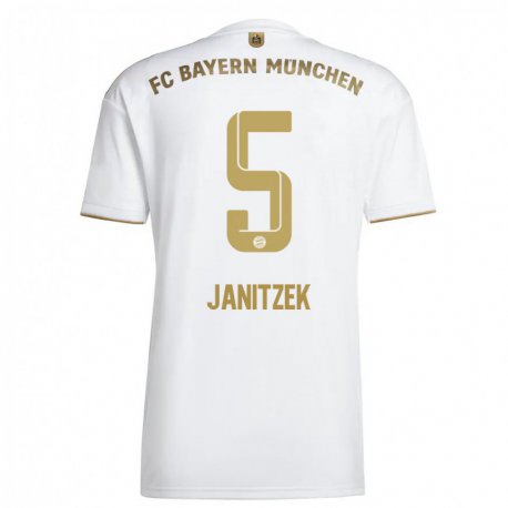 Kandiny Muži Justin Janitzek #5 Biele Zlato Dresy Idegenbeli Csapatmez 2022/23 Triĭká