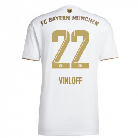 Kandiny Muži Matteo Vinloff #22 Biele Zlato Dresy Idegenbeli Csapatmez 2022/23 Triĭká