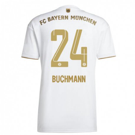 Kandiny Muži Tarek Buchmann #24 Biele Zlato Dresy Idegenbeli Csapatmez 2022/23 Triĭká