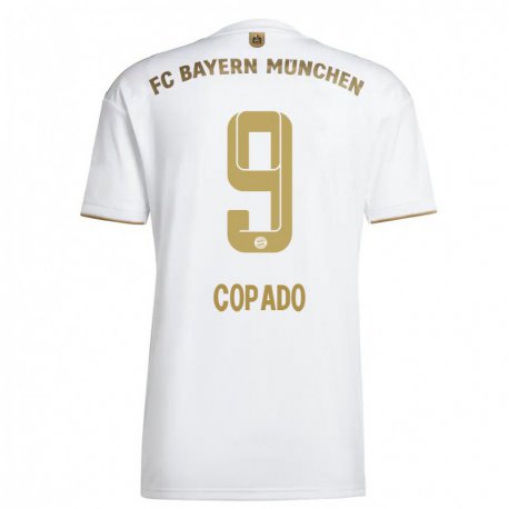 Kandiny Muži Lucas Copado #9 Biele Zlato Dresy Idegenbeli Csapatmez 2022/23 Triĭká