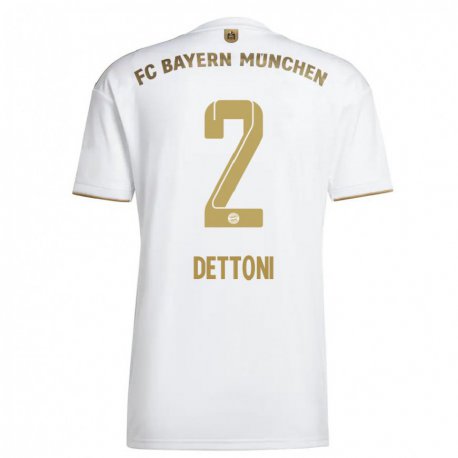 Kandiny Muži Grayson Dettoni #2 Biele Zlato Dresy Idegenbeli Csapatmez 2022/23 Triĭká
