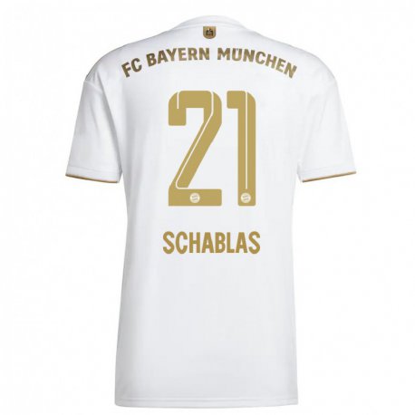 Kandiny Muži Matteo Schablas #21 Biele Zlato Dresy Idegenbeli Csapatmez 2022/23 Triĭká