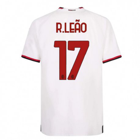 Kandiny Muži Rafael Leao #17 Biela Červená Dresy Idegenbeli Csapatmez 2022/23 Triĭká