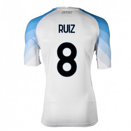 Kandiny Muži Fabian Ruiz #8 Biela Nebeská Modrá Dresy Idegenbeli Csapatmez 2022/23 Triĭká