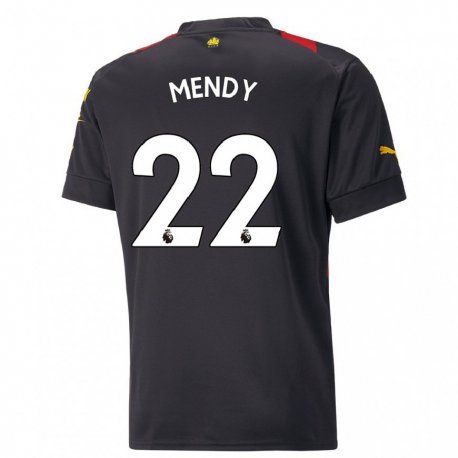Kandiny Muži Benjamin Mendy #22 Čierna Červená Dresy Idegenbeli Csapatmez 2022/23 Triĭká