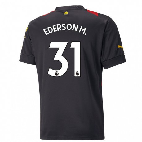 Kandiny Muži Ederson Moraes #31 Čierna Červená Dresy Idegenbeli Csapatmez 2022/23 Triĭká