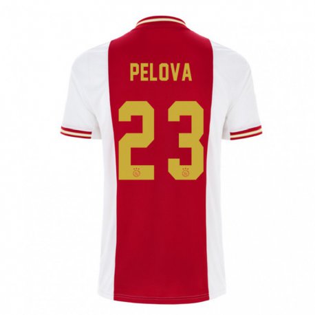 Kandiny Ženy Victoria Pelova #23 Tmavo Červená Biela Dresy Hazai Csapatmez 2022/23 Triĭká