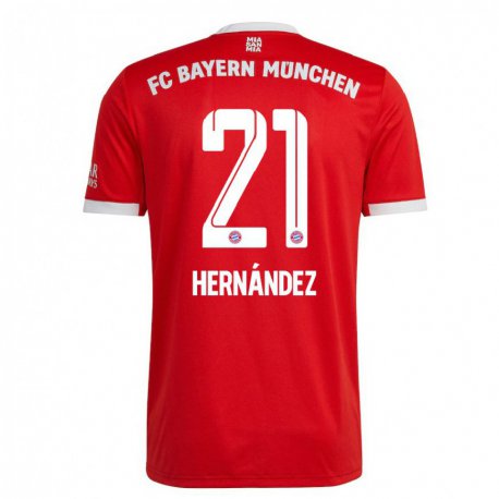 Kandiny Ženy Lucas Hernandez #21 Neón Červená Biela Dresy Hazai Csapatmez 2022/23 Triĭká