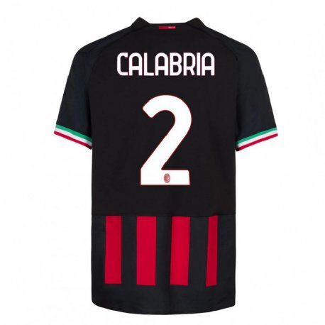 Kandiny Ženy Davide Calabria #2 Čierna Červená Dresy Hazai Csapatmez 2022/23 Triĭká