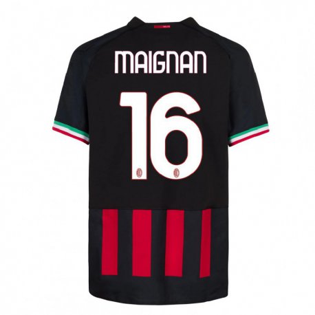 Kandiny Ženy Mike Maignan #16 Čierna Červená Dresy Hazai Csapatmez 2022/23 Triĭká