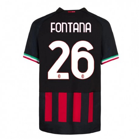Kandiny Ženy Francesco Fontana #26 Čierna Červená Dresy Hazai Csapatmez 2022/23 Triĭká