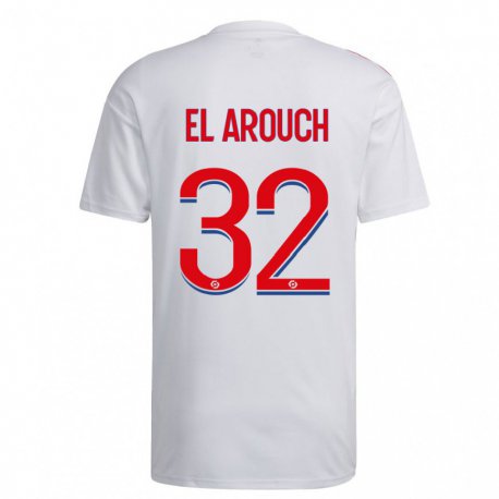 Kandiny Ženy Mohamed El Arouch #32 Biela Modrá Červená Dresy Hazai Csapatmez 2022/23 Triĭká
