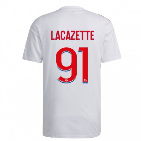 Kandiny Ženy Alexandre Lacazette #91 Biela Modrá Červená Dresy Hazai Csapatmez 2022/23 Triĭká