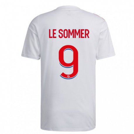 Kandiny Ženy Eugenie Le Sommer #9 Biela Modrá Červená Dresy Hazai Csapatmez 2022/23 Triĭká