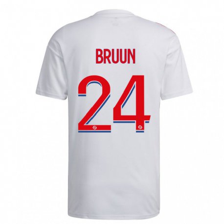 Kandiny Ženy Signe Bruun #24 Biela Modrá Červená Dresy Hazai Csapatmez 2022/23 Triĭká