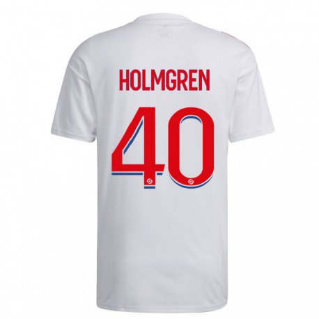 Kandiny Ženy Emma Holmgren #40 Biela Modrá Červená Dresy Hazai Csapatmez 2022/23 Triĭká