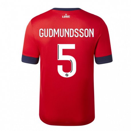 Kandiny Ženy Gabriel Gudmundsson #5 Červené Cukrové Jablko Dresy Hazai Csapatmez 2022/23 Triĭká