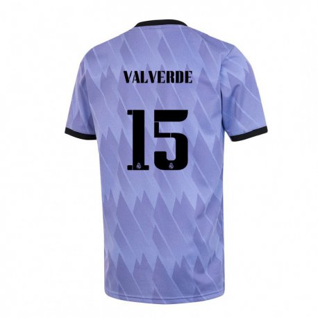 Kandiny Ženy Federico Valverde #15 Fialová Čierna Dresy Idegenbeli Csapatmez 2022/23 Triĭká