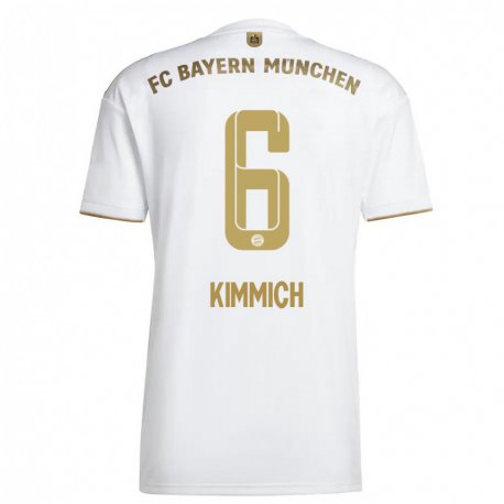 Kandiny Ženy Joshua Kimmich #6 Biele Zlato Dresy Idegenbeli Csapatmez 2022/23 Triĭká