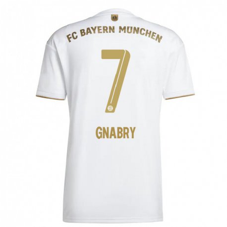 Kandiny Ženy Serge Gnabry #7 Biele Zlato Dresy Idegenbeli Csapatmez 2022/23 Triĭká
