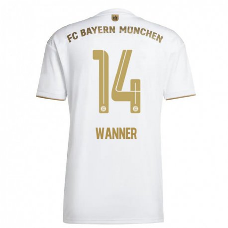 Kandiny Ženy Paul Wanner #14 Biele Zlato Dresy Idegenbeli Csapatmez 2022/23 Triĭká