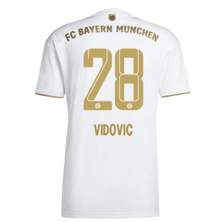 Kandiny Ženy Gabriel Vidovic #28 Biele Zlato Dresy Idegenbeli Csapatmez 2022/23 Triĭká