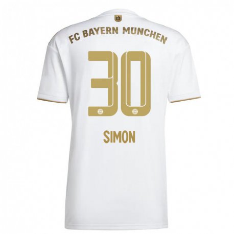 Kandiny Ženy Carolin Simon #30 Biele Zlato Dresy Idegenbeli Csapatmez 2022/23 Triĭká