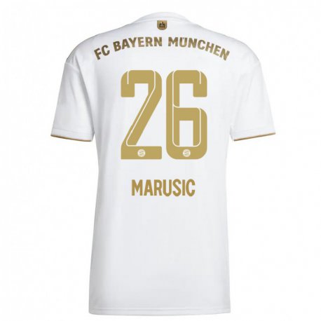 Kandiny Ženy Gabriel Marusic #26 Biele Zlato Dresy Idegenbeli Csapatmez 2022/23 Triĭká