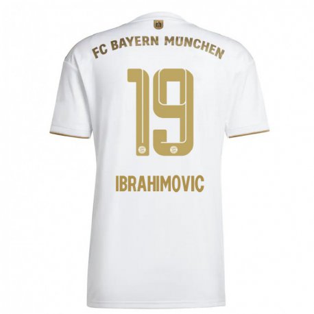 Kandiny Ženy Arijon Ibrahimovic #19 Biele Zlato Dresy Idegenbeli Csapatmez 2022/23 Triĭká