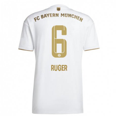 Kandiny Ženy Kurt Ruger #6 Biele Zlato Dresy Idegenbeli Csapatmez 2022/23 Triĭká