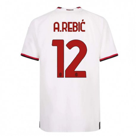 Kandiny Ženy Ante Rebic #12 Biela Červená Dresy Idegenbeli Csapatmez 2022/23 Triĭká
