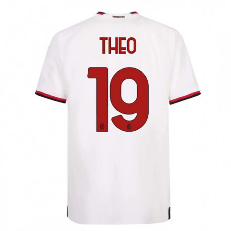 Kandiny Ženy Theo Hernandez #19 Biela Červená Dresy Idegenbeli Csapatmez 2022/23 Triĭká