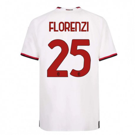 Kandiny Ženy Alessandro Florenzi #25 Biela Červená Dresy Idegenbeli Csapatmez 2022/23 Triĭká
