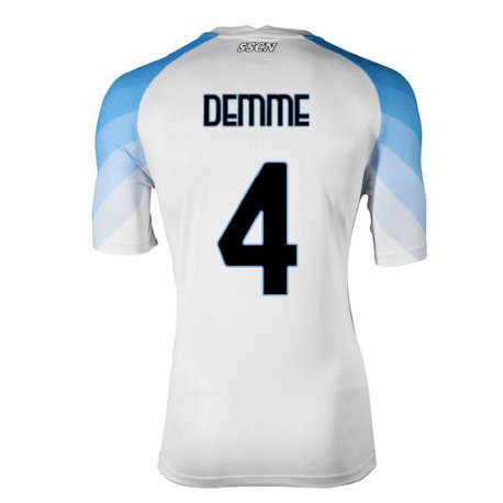 Kandiny Ženy Diego Demme #4 Biela Nebeská Modrá Dresy Idegenbeli Csapatmez 2022/23 Triĭká
