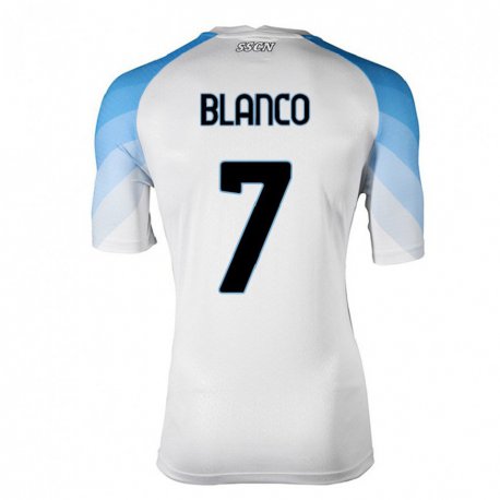 Kandiny Ženy Gimena Blanco #7 Biela Nebeská Modrá Dresy Idegenbeli Csapatmez 2022/23 Triĭká