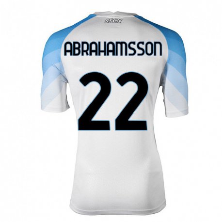 Kandiny Ženy Sejde Abrahamsson #22 Biela Nebeská Modrá Dresy Idegenbeli Csapatmez 2022/23 Triĭká