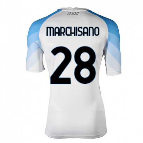 Kandiny Ženy Matteo Marchisano #28 Biela Nebeská Modrá Dresy Idegenbeli Csapatmez 2022/23 Triĭká