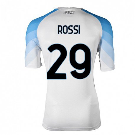 Kandiny Ženy Francesco Rossi #29 Biela Nebeská Modrá Dresy Idegenbeli Csapatmez 2022/23 Triĭká