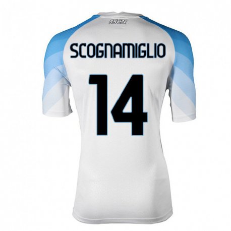 Kandiny Ženy Fabio Scognamiglio #14 Biela Nebeská Modrá Dresy Idegenbeli Csapatmez 2022/23 Triĭká