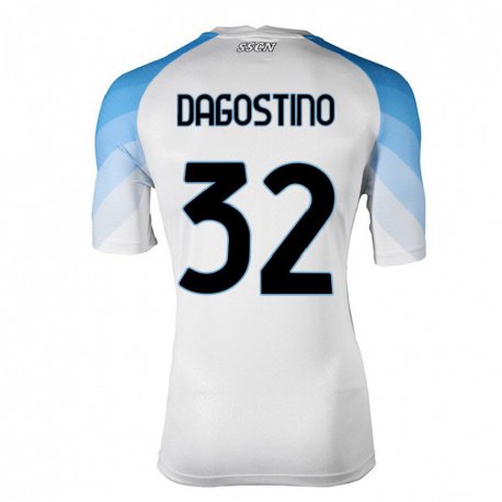 Kandiny Ženy Giuseppe DAgostino #32 Biela Nebeská Modrá Dresy Idegenbeli Csapatmez 2022/23 Triĭká
