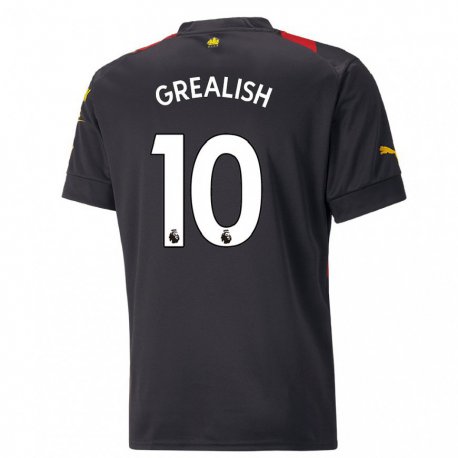 Kandiny Ženy Jack Grealish #10 Čierna Červená Dresy Idegenbeli Csapatmez 2022/23 Triĭká