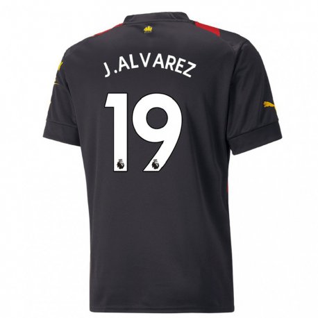 Kandiny Ženy Julian Alvarez #19 Čierna Červená Dresy Idegenbeli Csapatmez 2022/23 Triĭká