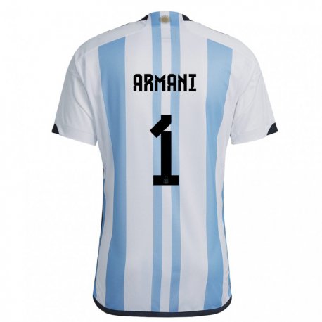 Kandiny Deti Argentínske Franco Armani #1 Biela Nebeská Modrá Dresy Hazai Csapatmez 22-24 Triĭká
