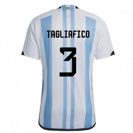 Kandiny Deti Argentínske Nicolas Tagliafico #3 Biela Nebeská Modrá Dresy Hazai Csapatmez 22-24 Triĭká