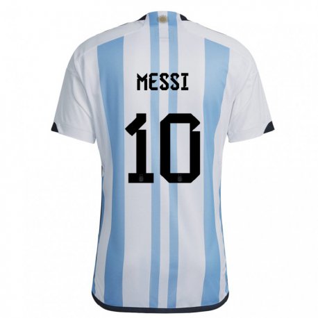 Kandiny Deti Argentínske Lionel Messi #10 Biela Nebeská Modrá Dresy Hazai Csapatmez 22-24 Triĭká